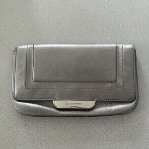 Kate Spade Leather Wallet, Clutch Silver Metallic